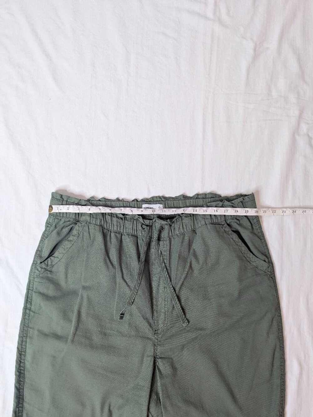 Sonoma Cotton Blend Pull On Pants, Olive Green Wide Leg Drawstring, Size XXL - Picture 5 of 8